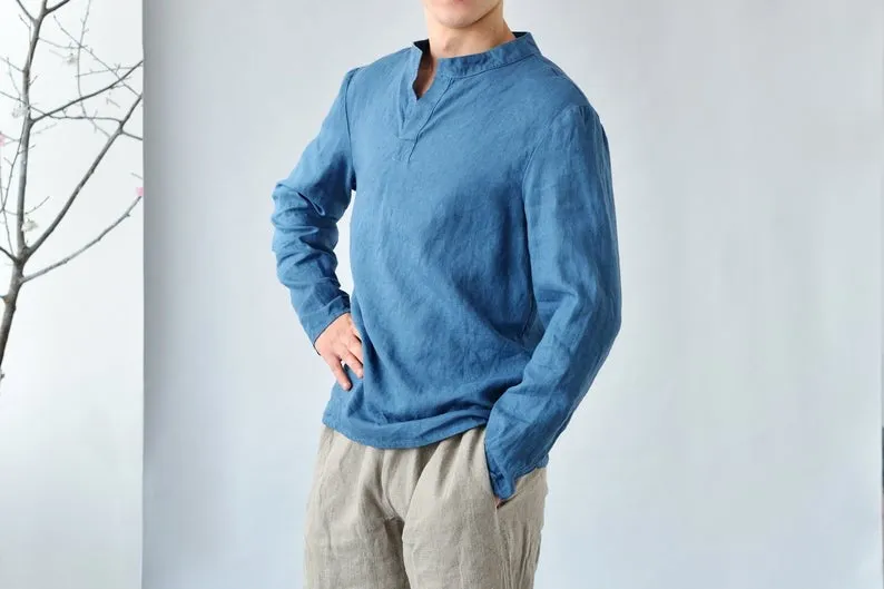 Linen  Casual Style Men's Shirt with Long Sleeves