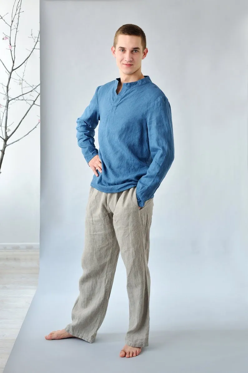 Linen  Casual Style Men's Shirt with Long Sleeves