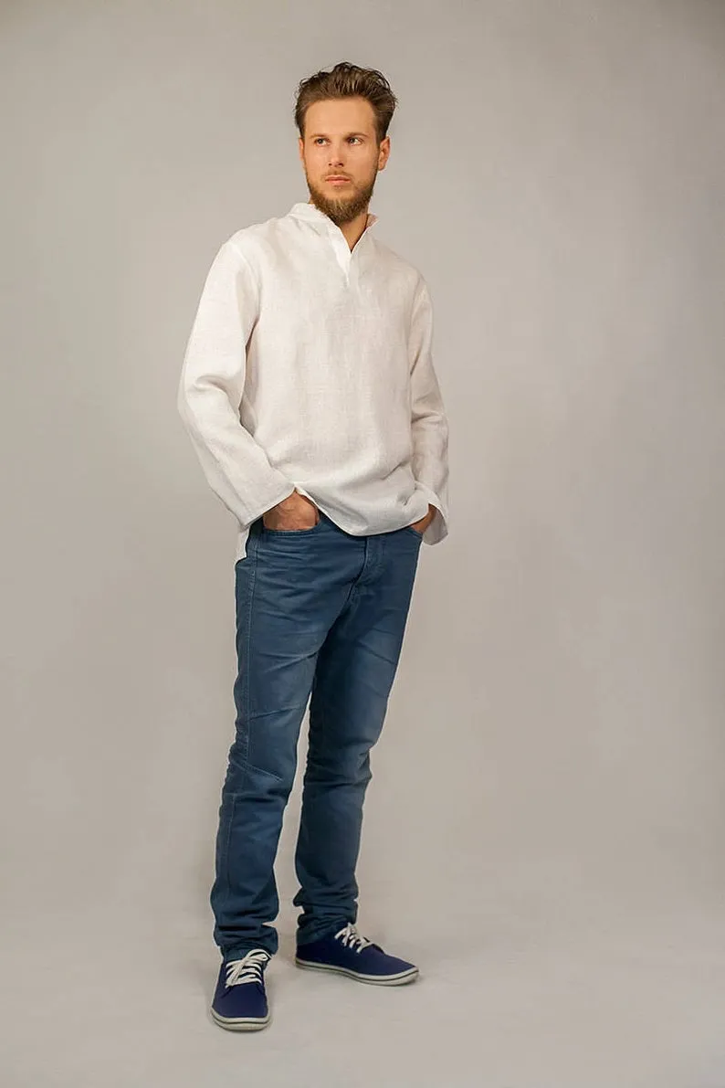 Linen  Casual Style Men's Shirt with Long Sleeves