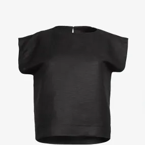 LINEN TOP „ANNY" IN BLACK