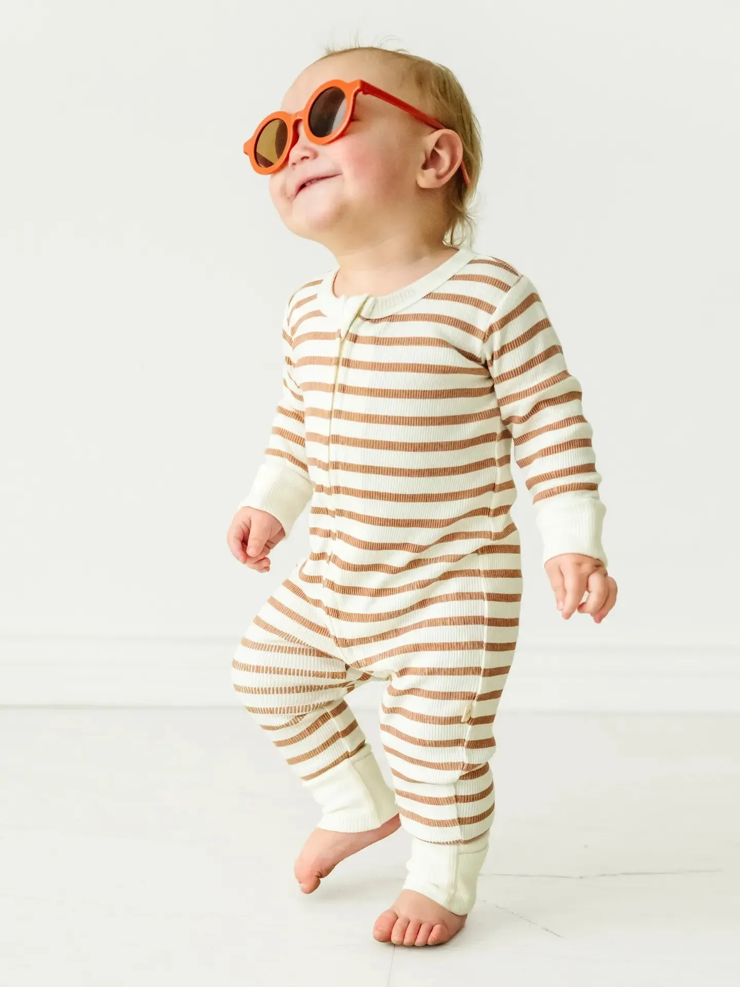 Makemake | Organic 2-Way Zip Romper in Stripes