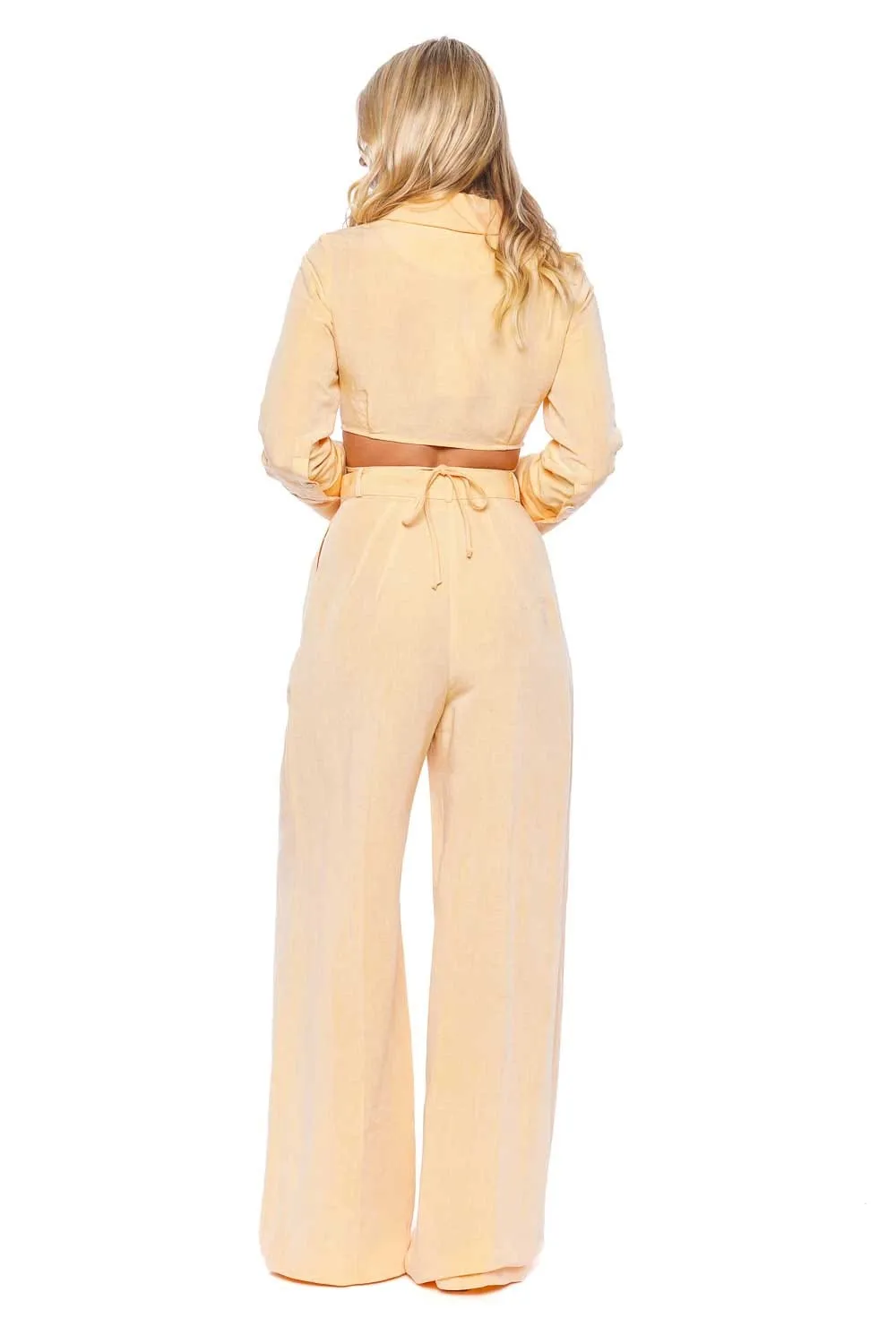 Mango Linen Button Pleated Trouser