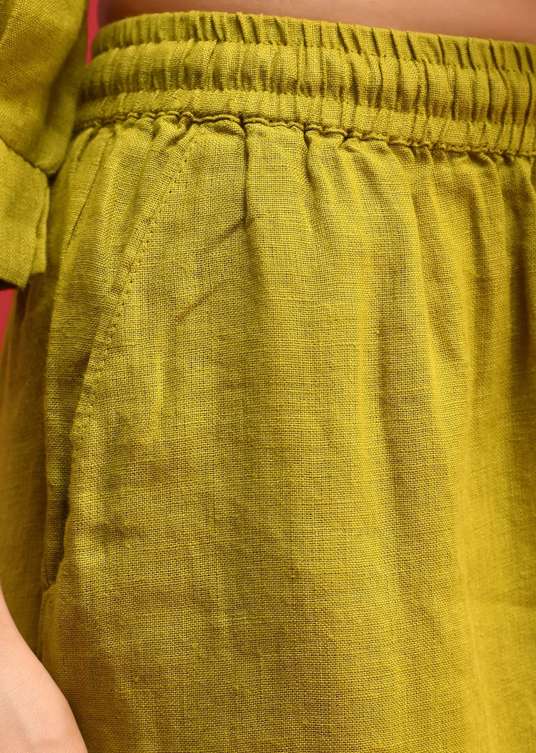 Mehendi Green Embroidered Linen Co ord Set