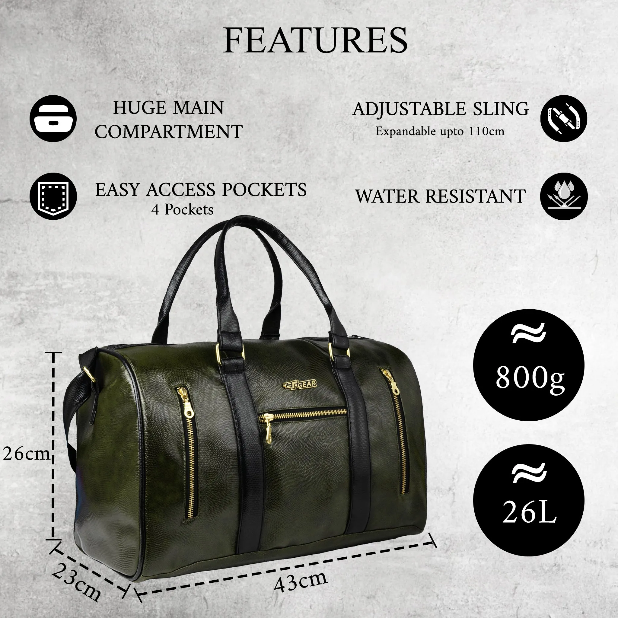 Mistral 26L Green Vegan Leather Duffel
