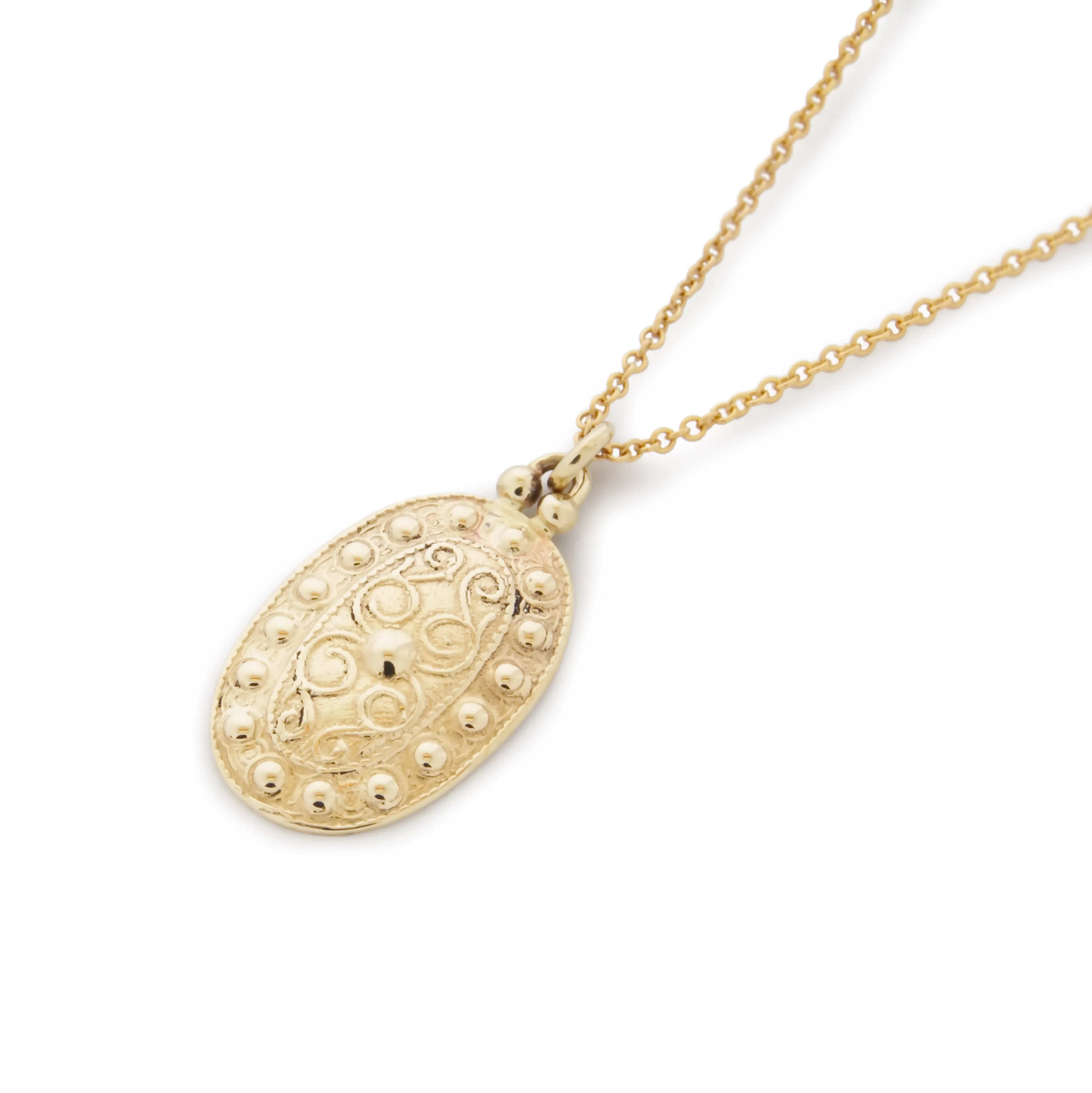 NG4760 Gold Necklace with Oval Ethnic Pendant