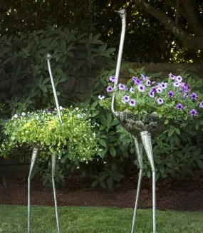 Ostrich garden planter & flower holder. Recycled metal, Fair Trade from Kenya