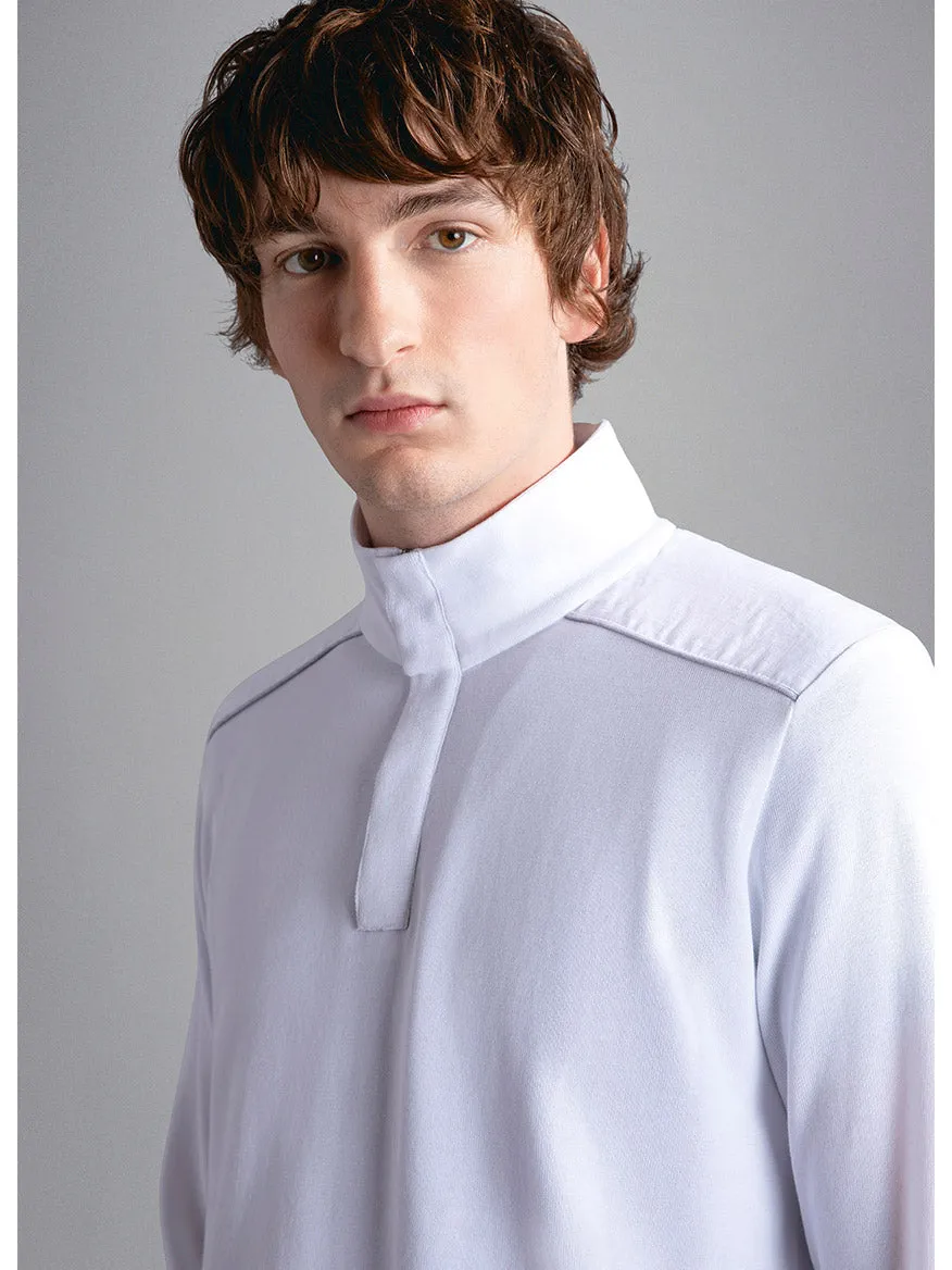 Paul & Shark Fresco Cotton Sweater With Linen Details in White