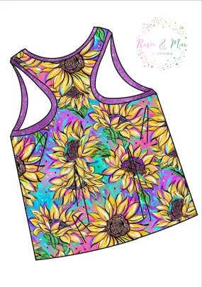 PREORDER - Seasonal Prints - Summer Sunflowers - WOMEN'S Racerback Tank
