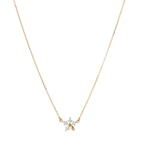 Reclaimed 18K Yellow Gold and Marquis Diamond Star Necklace
