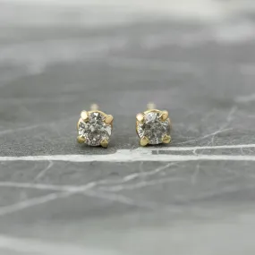Salt & Pepper Diamond Studs, 14k Yellow Gold