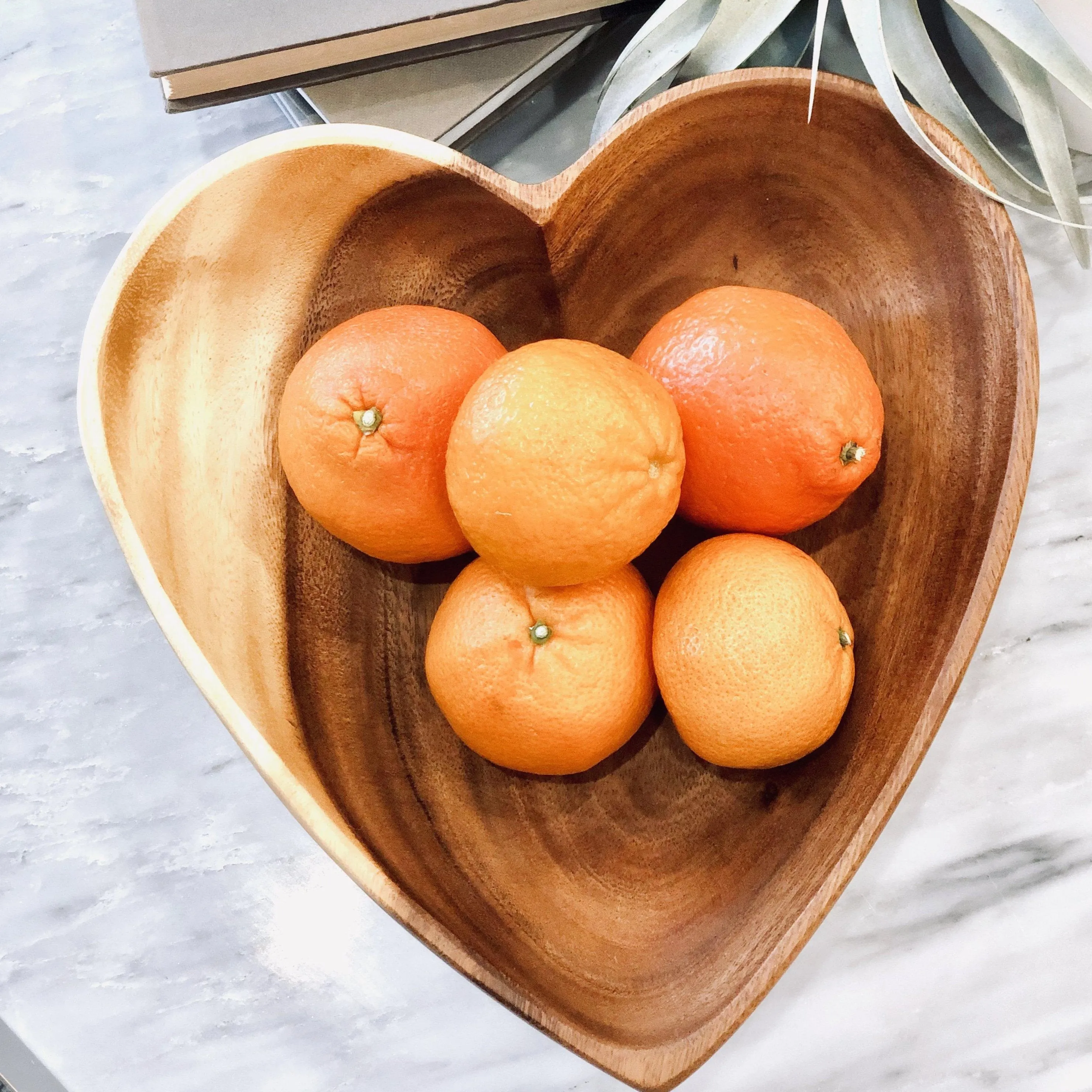 Set of 2 Acacia Wood Heart Bowls, 6" & 10" Bowls - Fair Trade & Sustainably Harvested