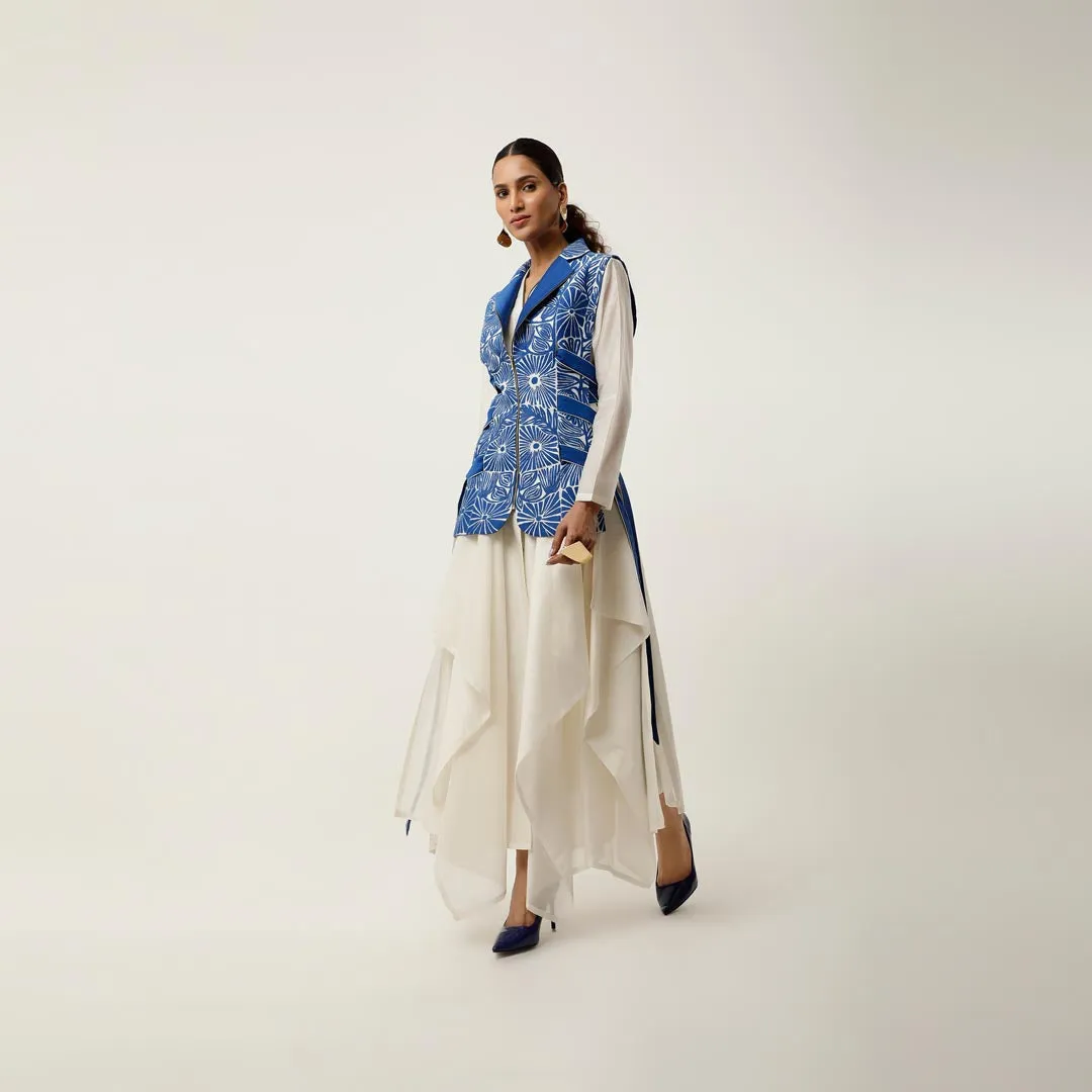 SIDE TIE UP CUTWORK JACKET WITH DRAPED INNER AND PANTS