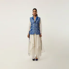SIDE TIE UP CUTWORK JACKET WITH DRAPED INNER AND PANTS