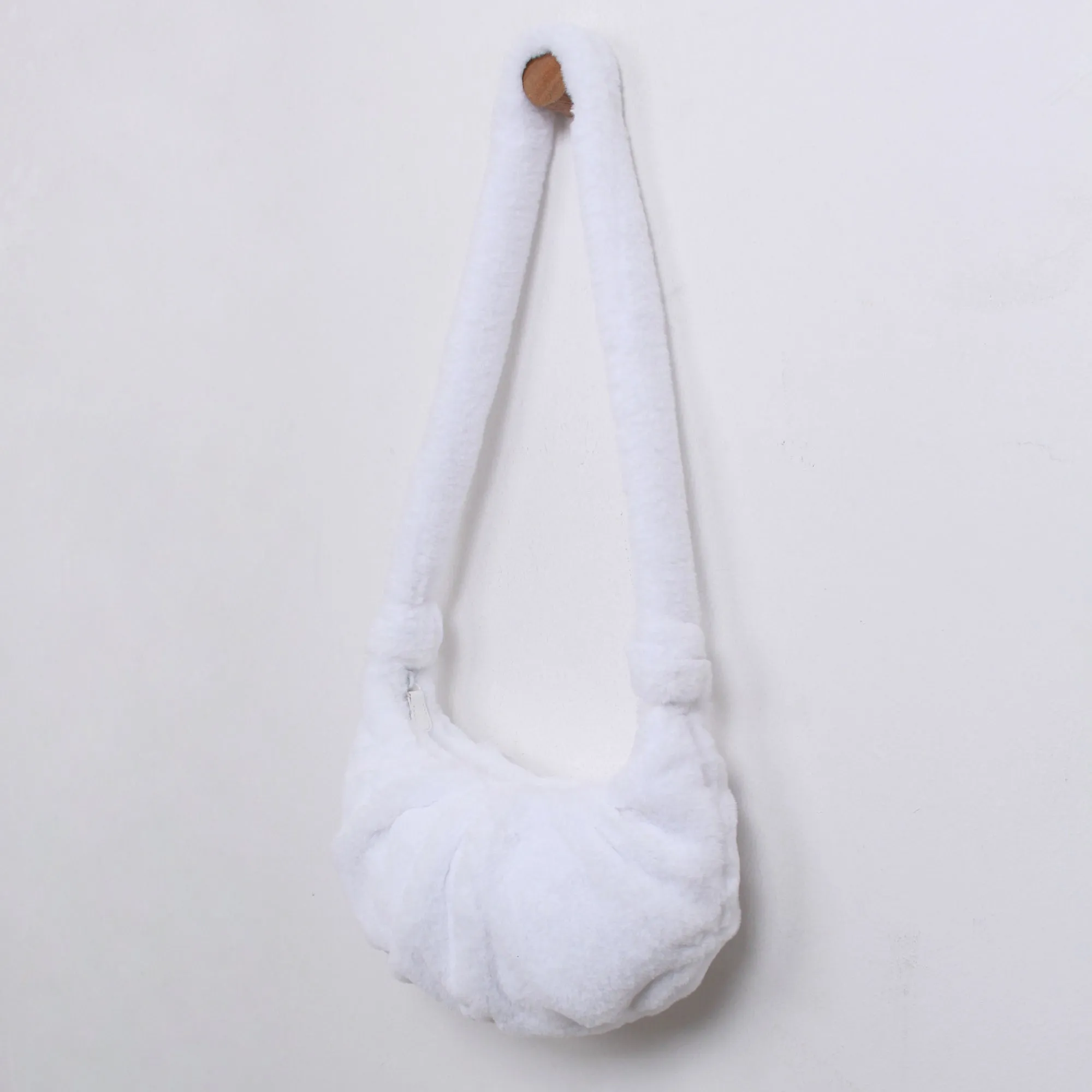 snow. fur half moon bag