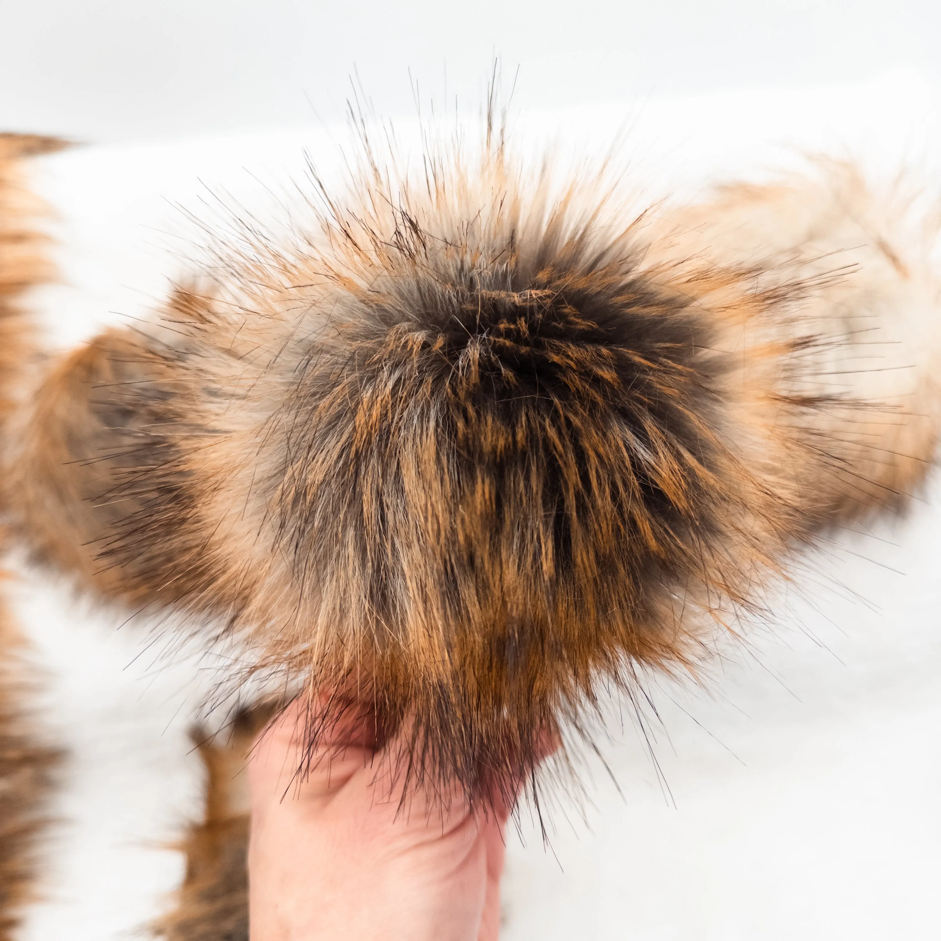 Texas Coyote Long Pile Lux Faux Fur Quick Connect Pom Pom