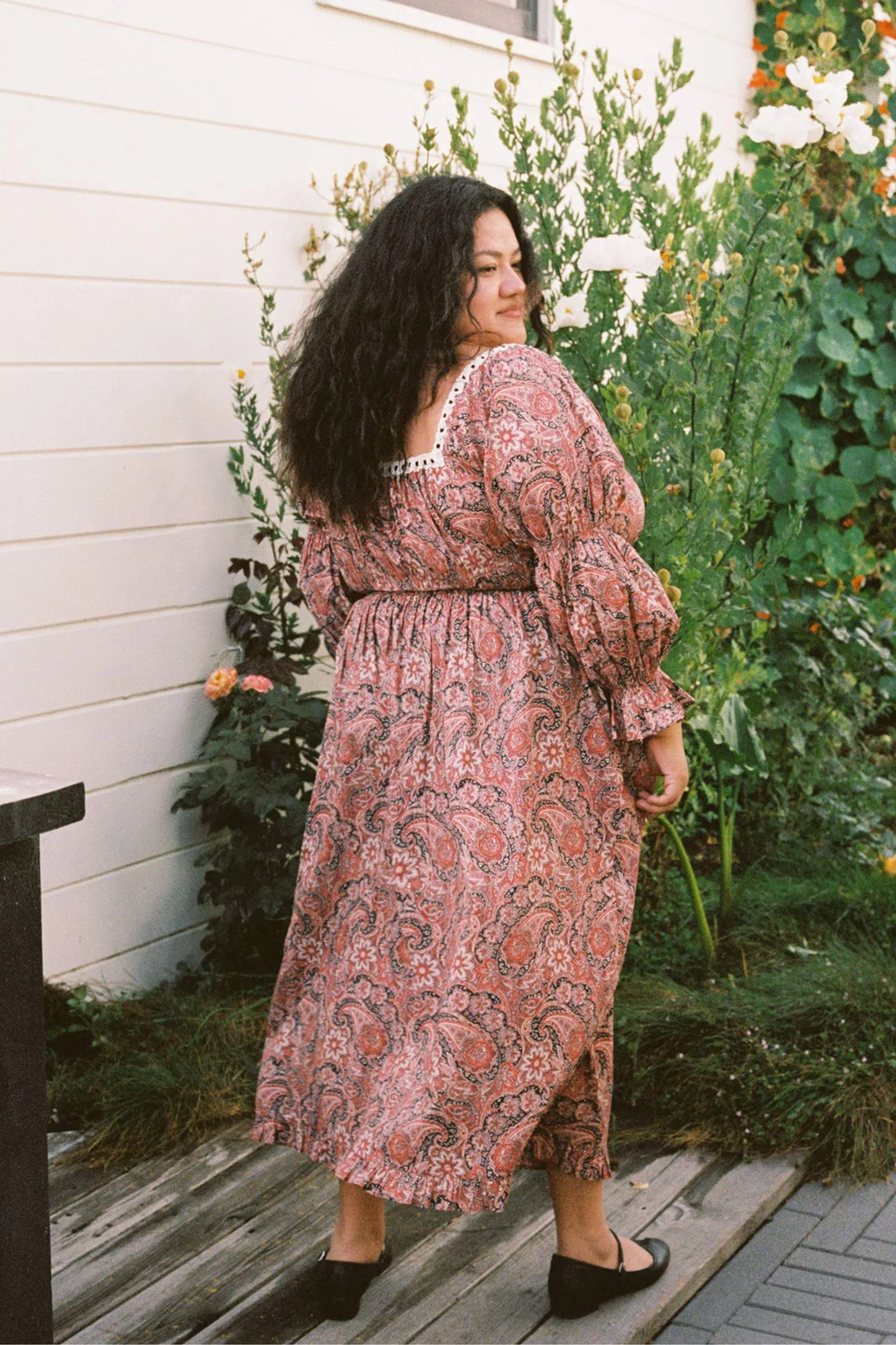 The Adelia Dress Extended | Wine Paisley
