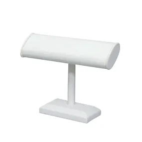 White Leatherette Oval T Bar Bracelet Display