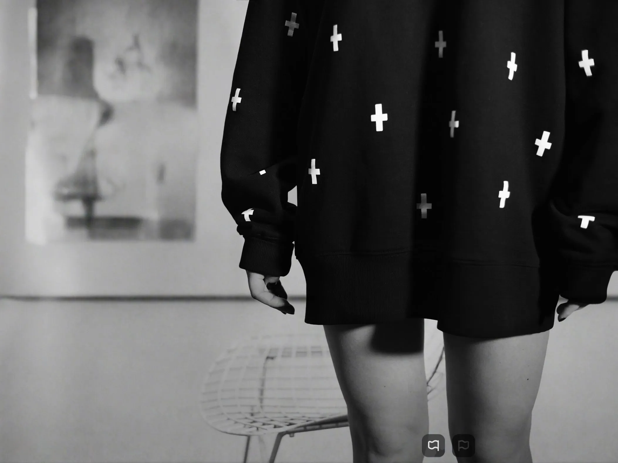 WWOOLLFF Space Crosses | Oversized Black Sweatshirt