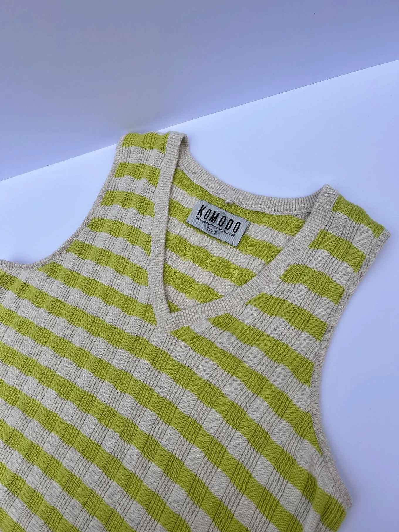 YANA - Organic Cotton Vest Lime Space dye