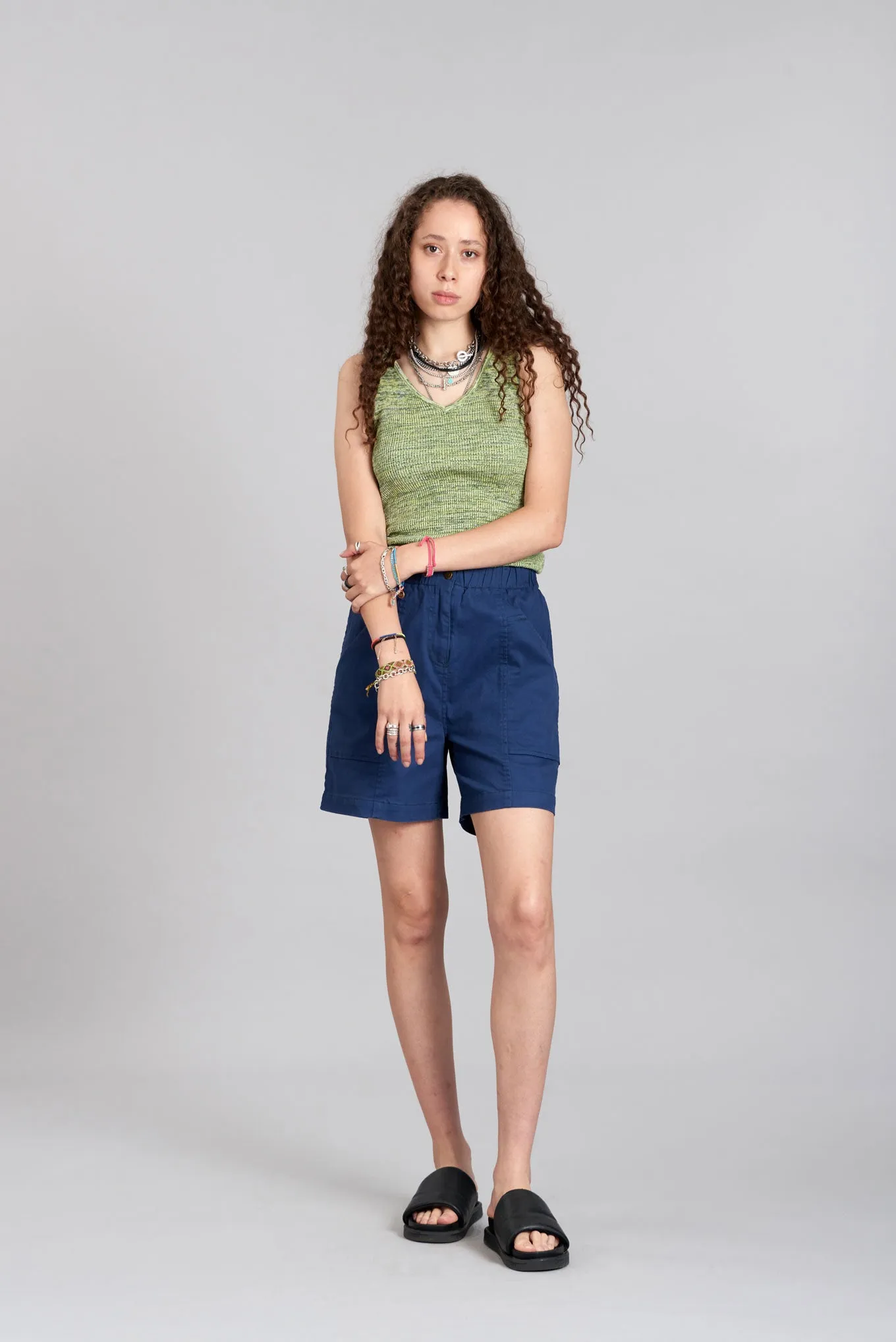 YANA - Organic Cotton Vest Lime Space dye